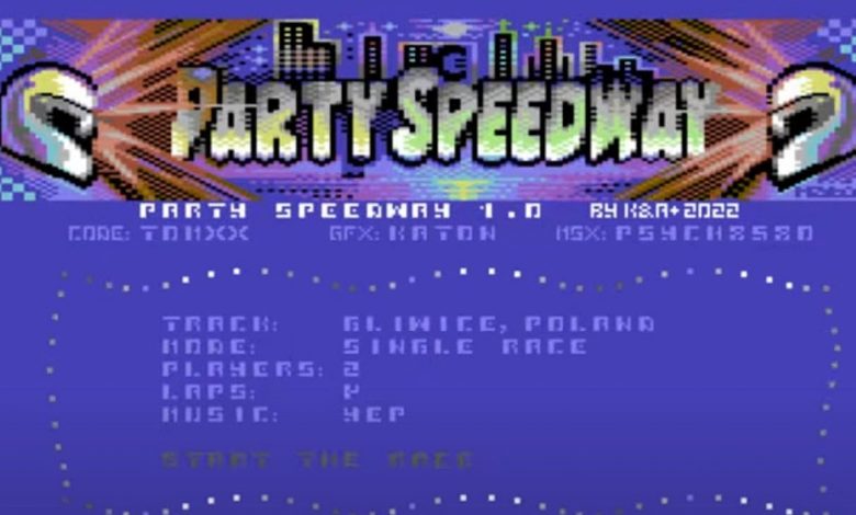 Party Speedway - A high speed tiny pixel sprite C64 racing game